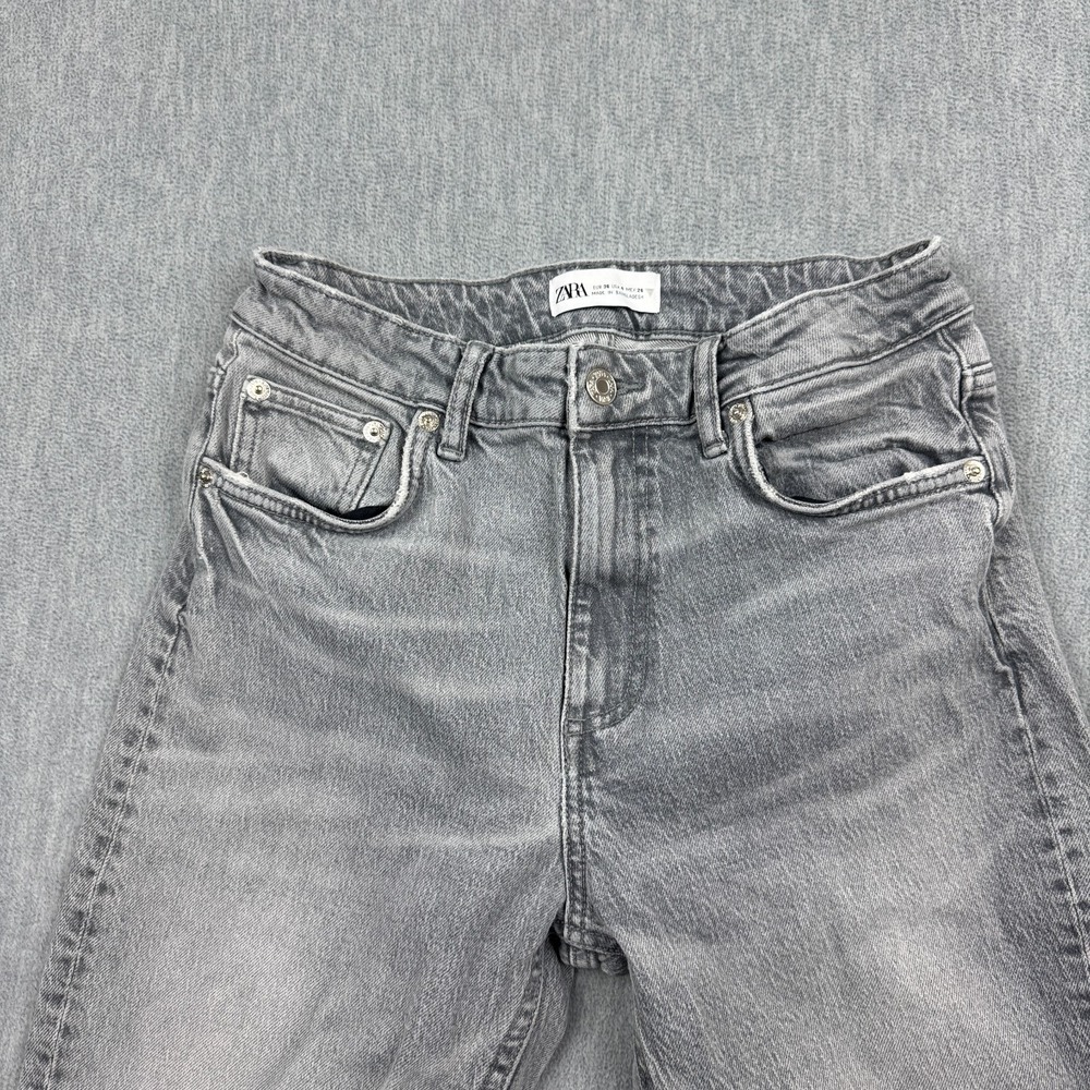 Zara Jeans Womens 4 Fit 26X32 Gray Washed Slim Straight Denim Casual‎ Mid Rise - Picture 2 of 12